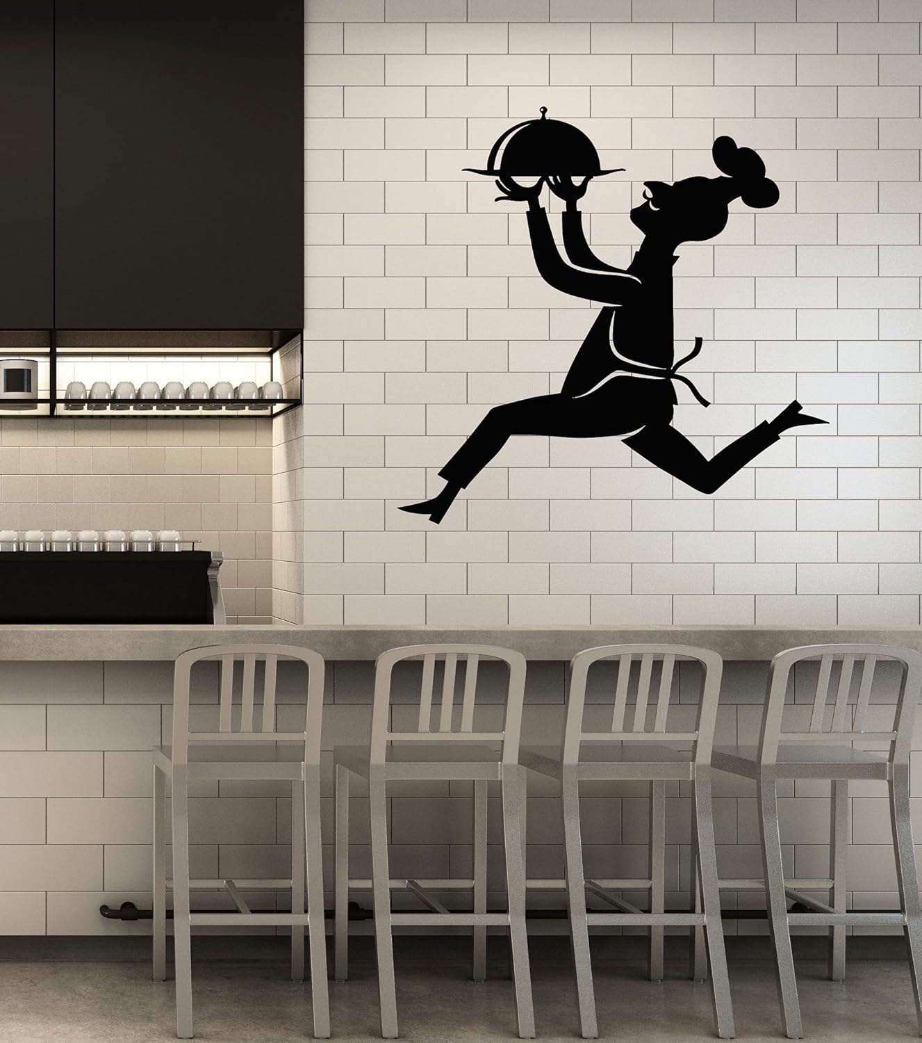 WallStickers4ever Large Vinyl Wall Decal Kitchen Cooking Cuisine Food Chef Decor Stickers Mural (g5968) Black
