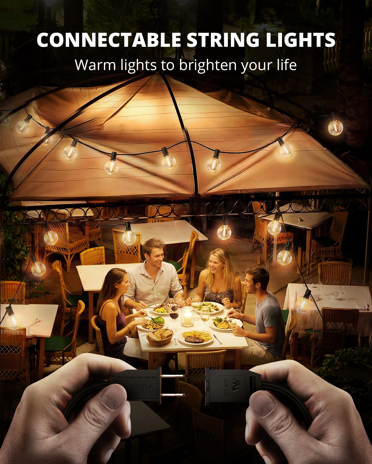 VIPAR Outdoor String Lights, 30FT 13 G40 Bulbs Patio Lights Outdoor Waterproof, Shatterproof Outside Hanging Light Dimmable Connectable for Balcony, Backyard, Porch, Deck, Garden, Patio Decor, 2700K - 5