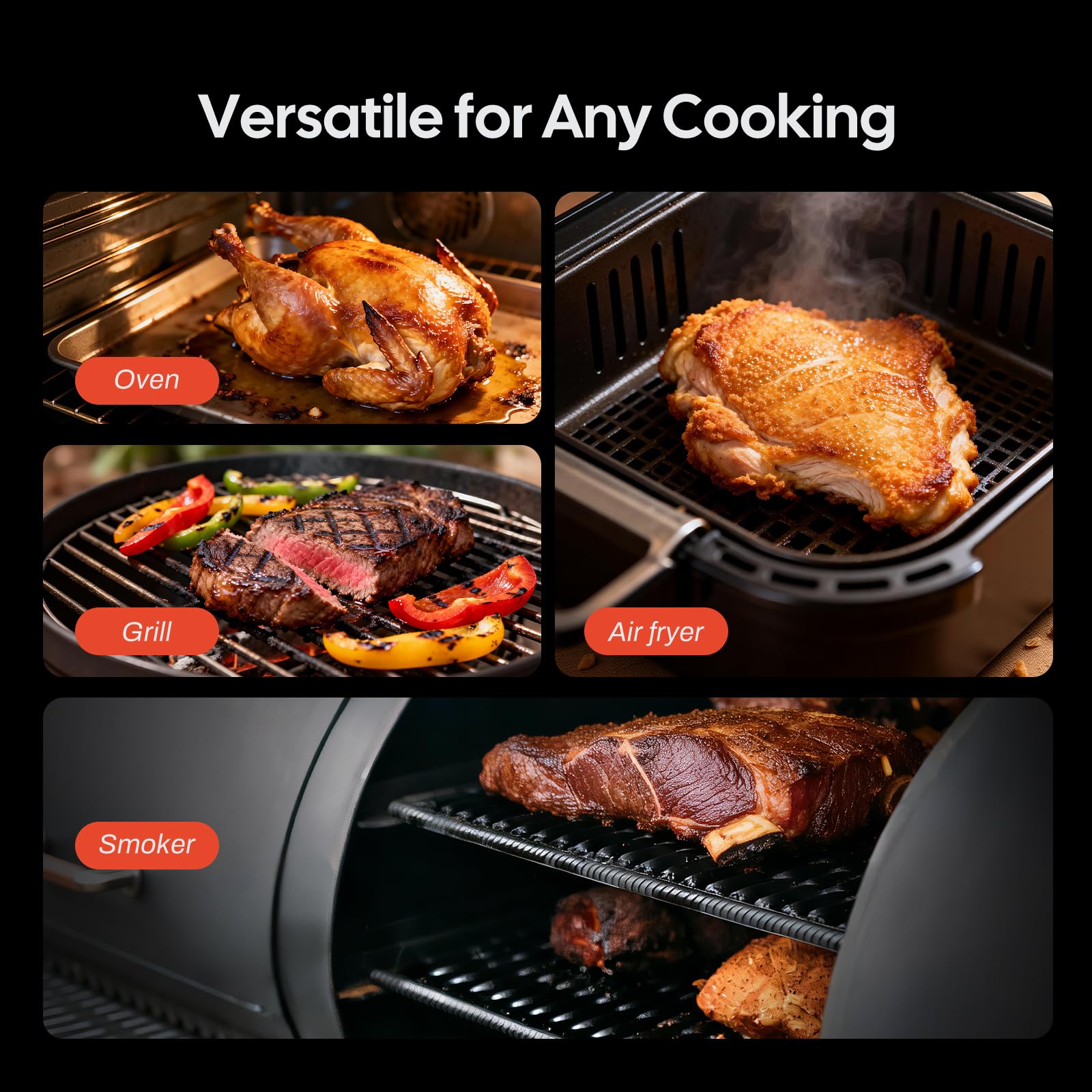 INKBIRD INT-33-BW - Termometro da carne senza fili, WiFi 5G e Bluetooth 5.4, con 3 sonde, sensore multisensore