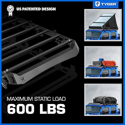 Miniatura 3 de Tyger Auto Soporte de techo estilo plataforma compatible con Jeep Gladiator 2020-2023  Para modelos con tapa dura  Portaequipaje de almacenamiento