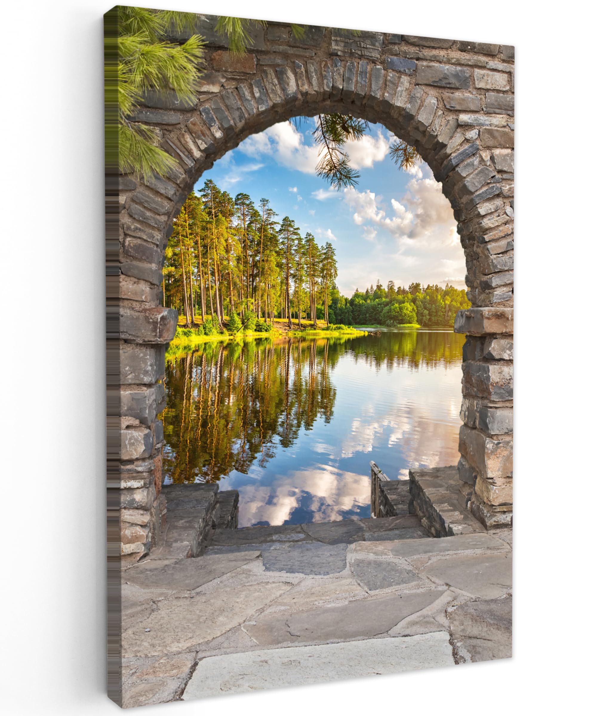 MuchoWow© Cuadros para Salon 80x120 cm Foto con Lienzo Canvas Laminas Cuadro Dormitorio Decoracion Hogar Pared Quadro Paisaje - Vista por la ventana - Agua