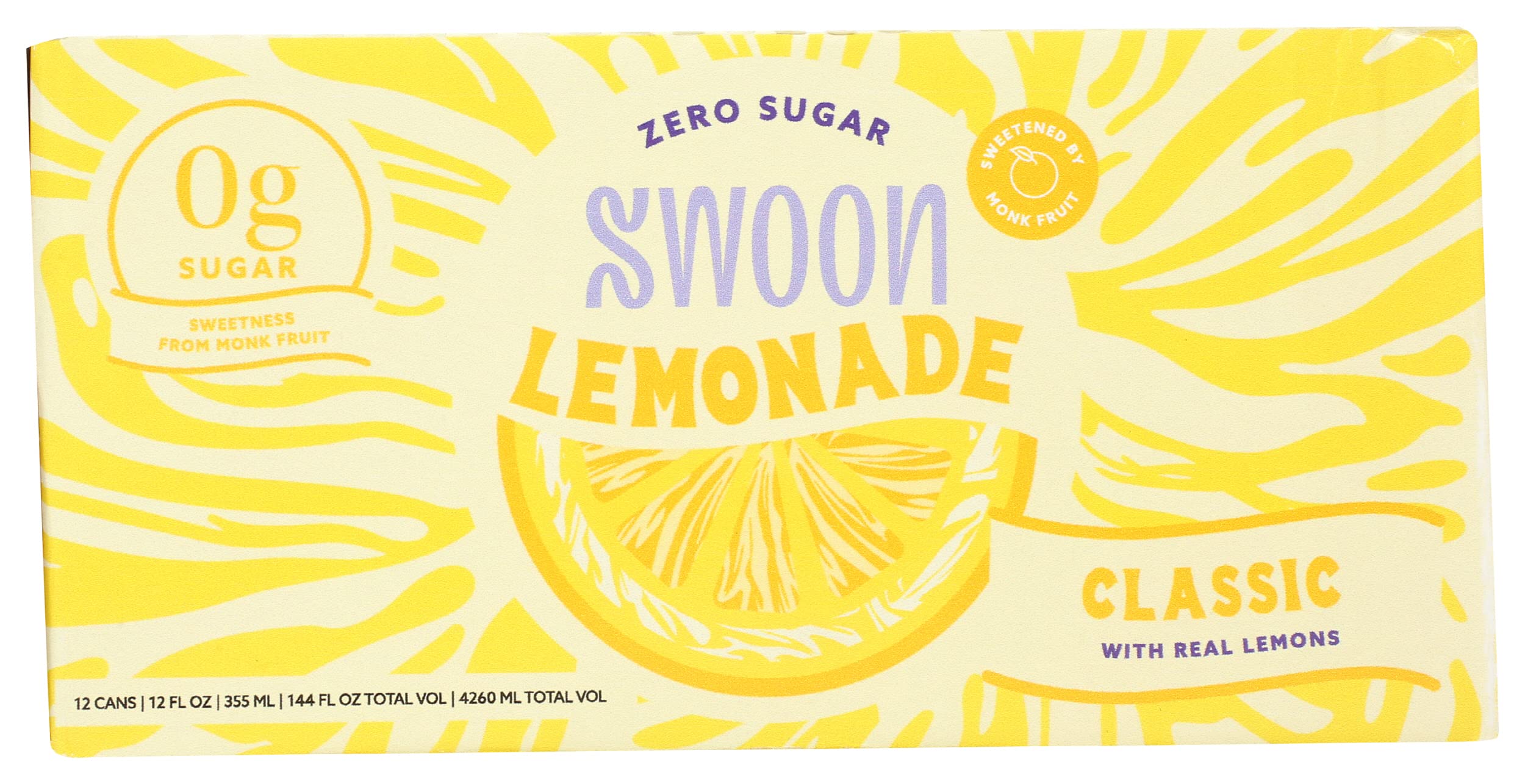 Swoon Classic Lemonade, Zero Sugar, Low Calories, Vegan Friendly, Kosher, Gluten Free & Non-GMO, 12 Fluid Ounce (Pack of 12)