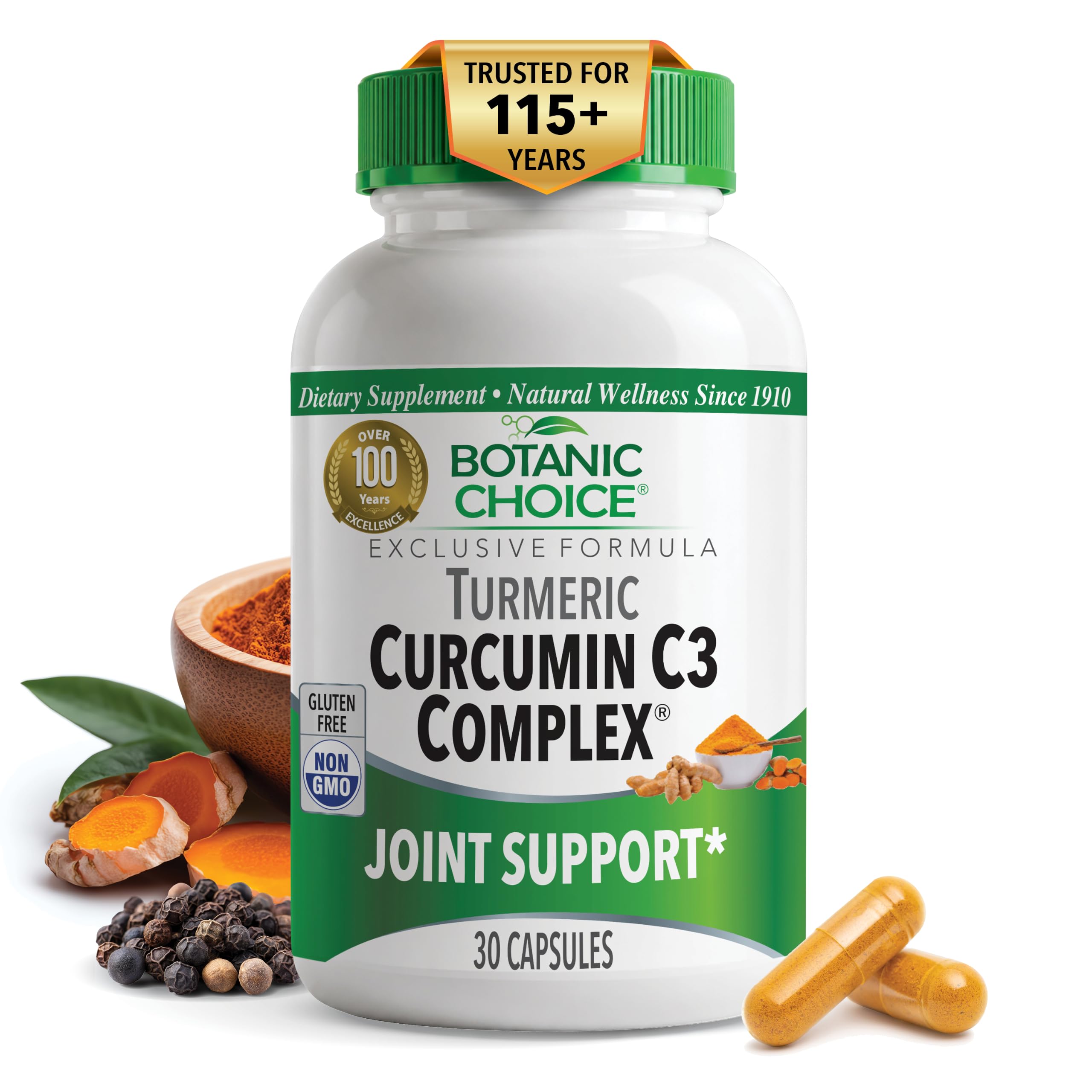 Botanic Choice Curcumin C3 Complex with BioPerine Black Pepper, 30 Capsules