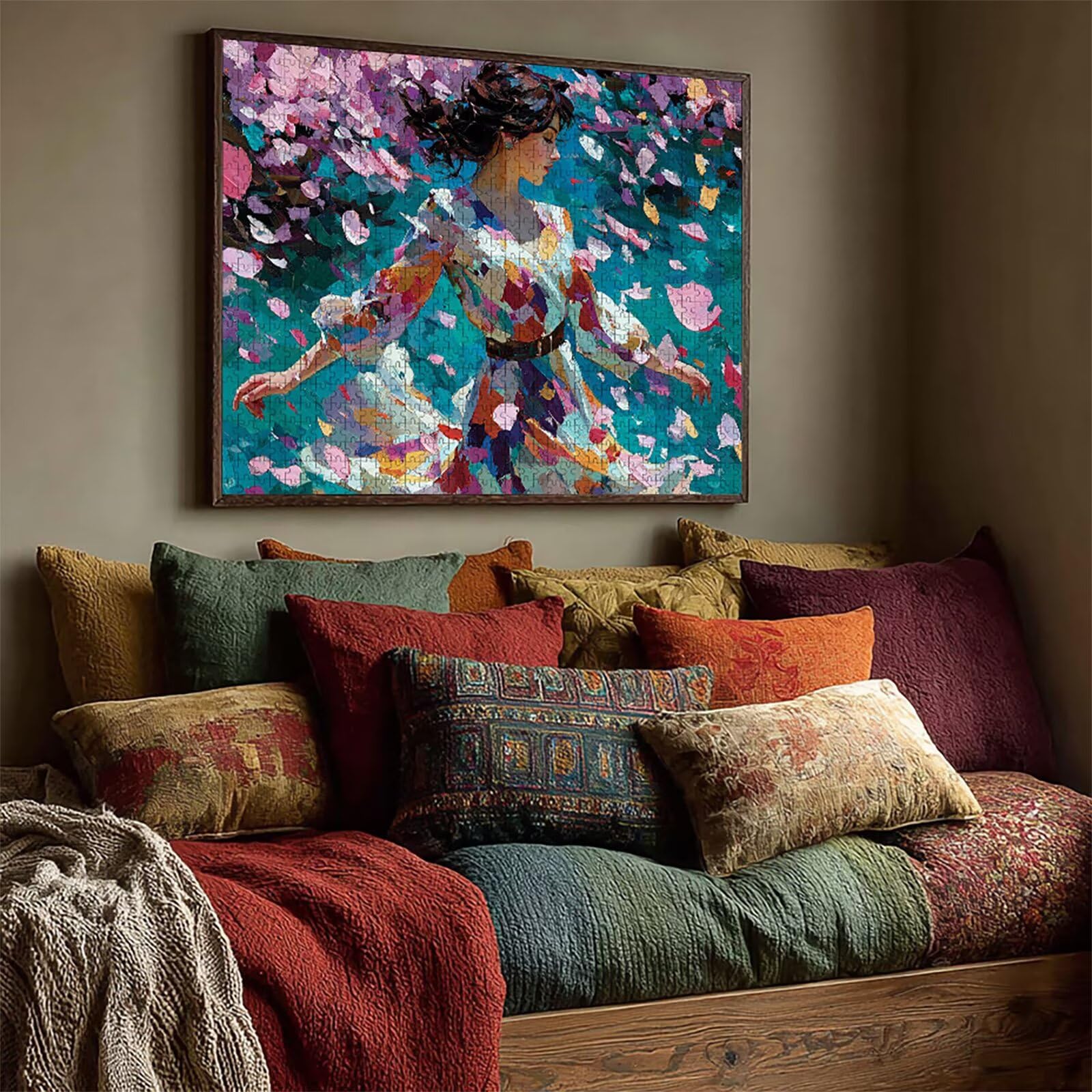 Puzzle 3000 elementów dla dorosłych, różowe, drewniane puzzle, 122 x 81 cm, części ściśle do siebie pasują, dla mężczyzn, kobiet, starszych seniorów, relaks i odstresowanie, prezenty, dekoracja