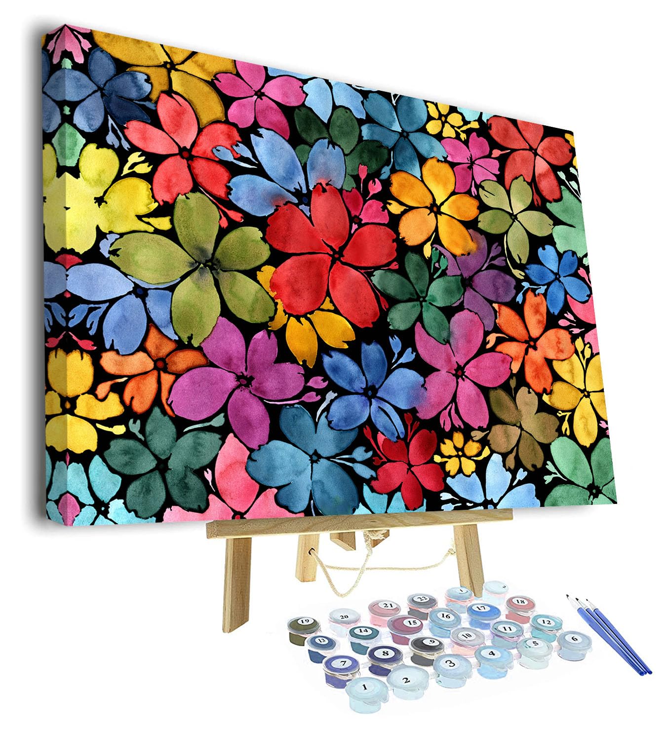 TISHIRON Paint by Numbers Kit for Adults Beginner, Adult Paint by Number Kits - Vibrant Flower Kaleidoscope, Botanical Art Painting by Numbers for Relaxation, 16x20 Inch(Framed)
