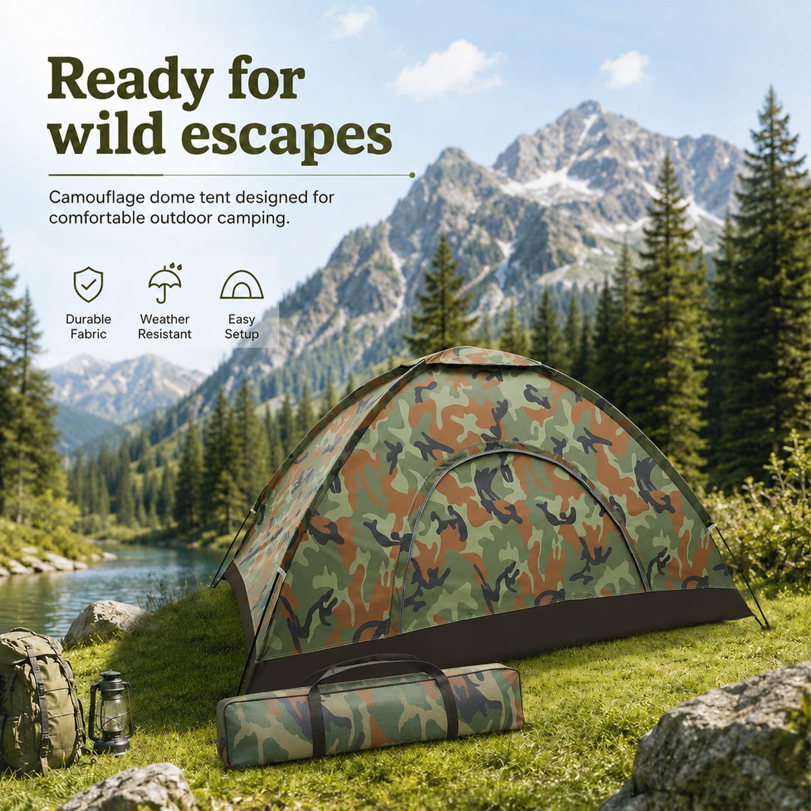Pop-Up Wurfzelt für 3–4 Personen, wasserdichtes Camping Zelt, leichtes Schnellaufbau Einwand-Zelt, tragbares Outdoor Zelt für Strand, Festival, Wandern & Camping