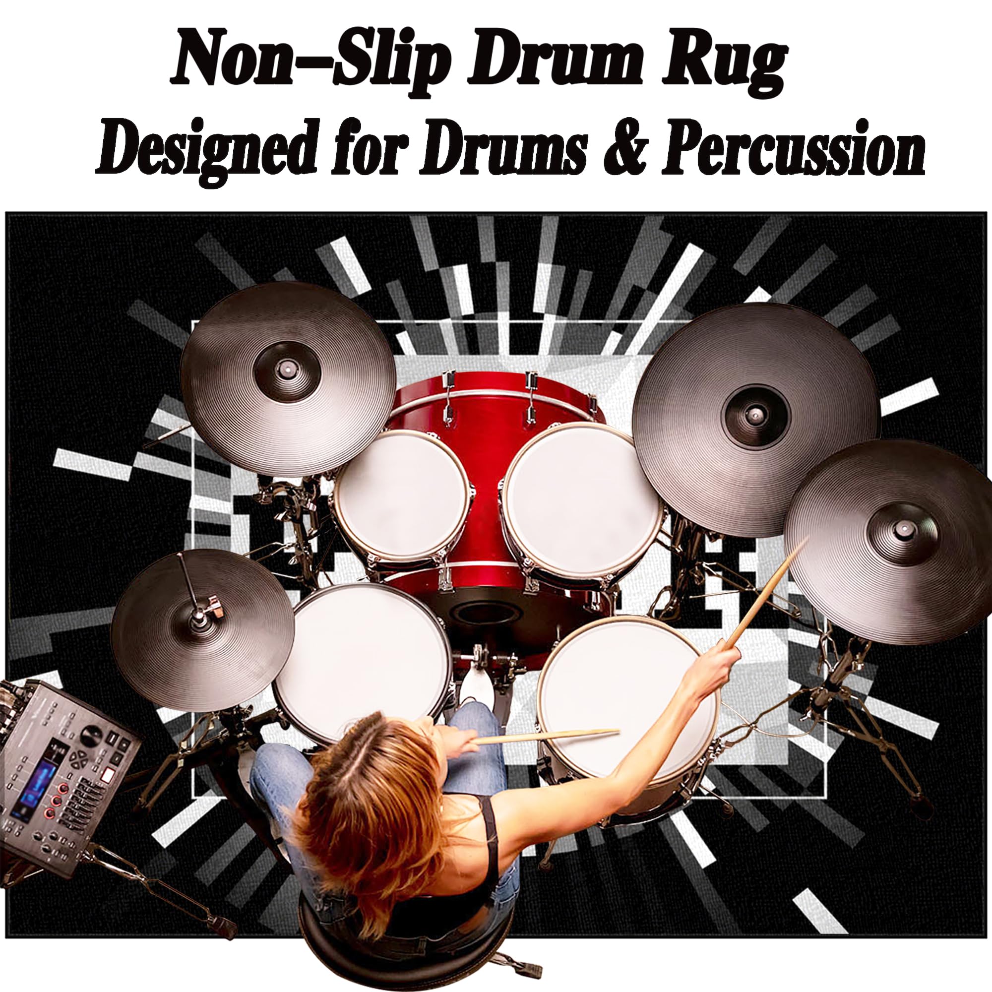 Tappeto per Batteria, Drum Mat, Tappeto Insonorizzante per Batteria Acustica, Tappetino per Batteria Elettronica e Percussioni 230 x 180 cm