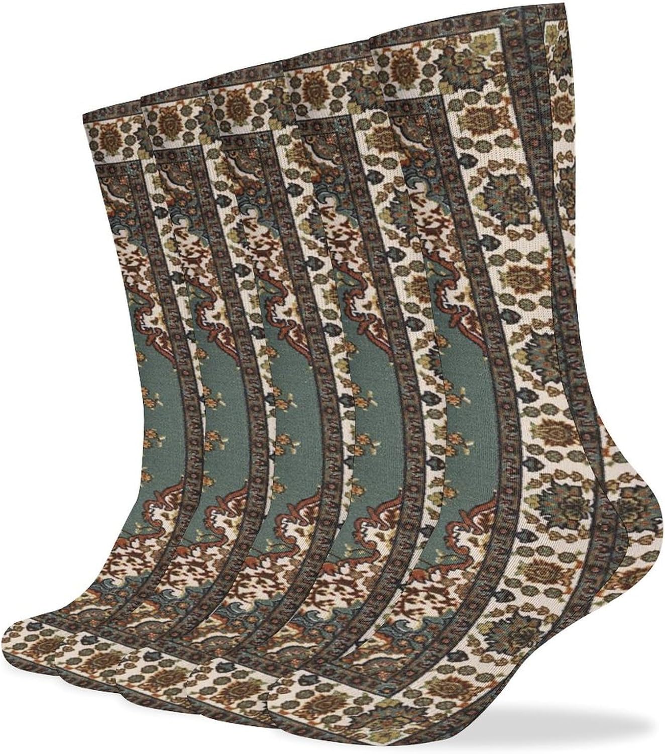 Oriental Traditional Crew Socks Cozy Casual Calf Socks Lightweight Long Work Sock Breathable Athletic Sock for Hiking Sports Running 5 Pairs
