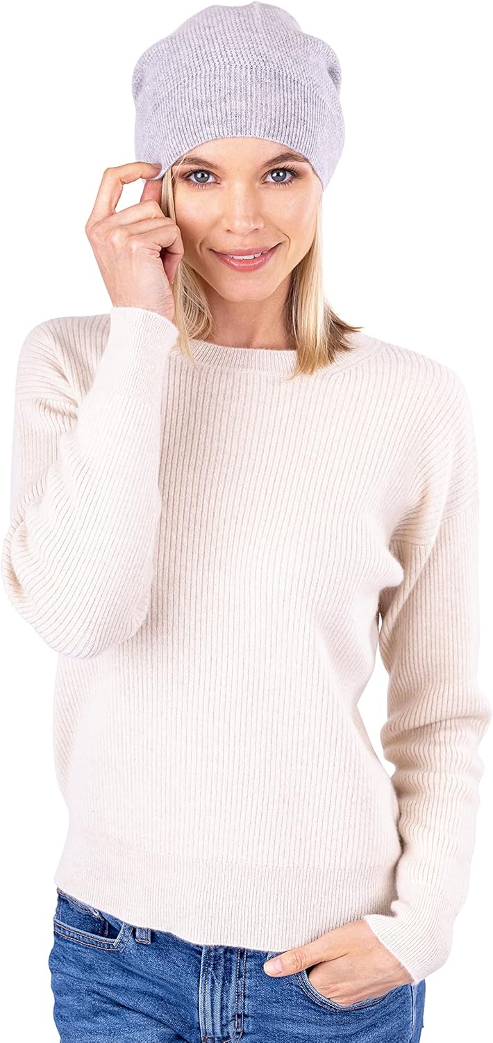 Velanio Cashmere Women Cashmere Beanie – Fashionable Slouchy Beanie Hat for Women Made from 100% Cashmere