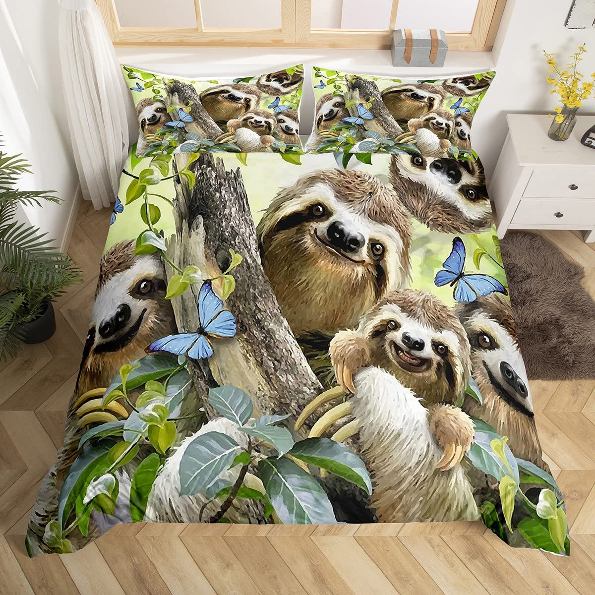 Couvre-lit paresseux faune sauvage de qualité supérieure pour lit double enfant