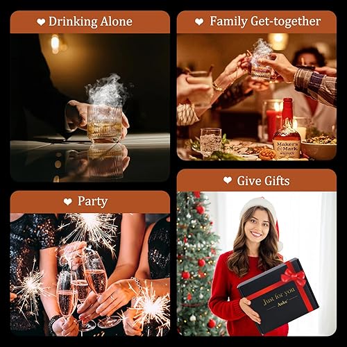 Miniatura 5 de Kit de ahumador de cóctel con antorcha, paquete de 2 kits de ahumador de whisky de metal, kit de ahumador de metal a la antigua, regalos de whisky