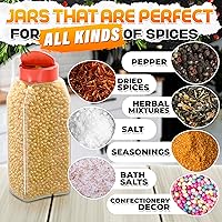 Vista 5 de 2 recipientes grandes para condimentos con boca ancha para un fácil llenado, recipientes de especias de 32 onzas con tapas dobles para especias