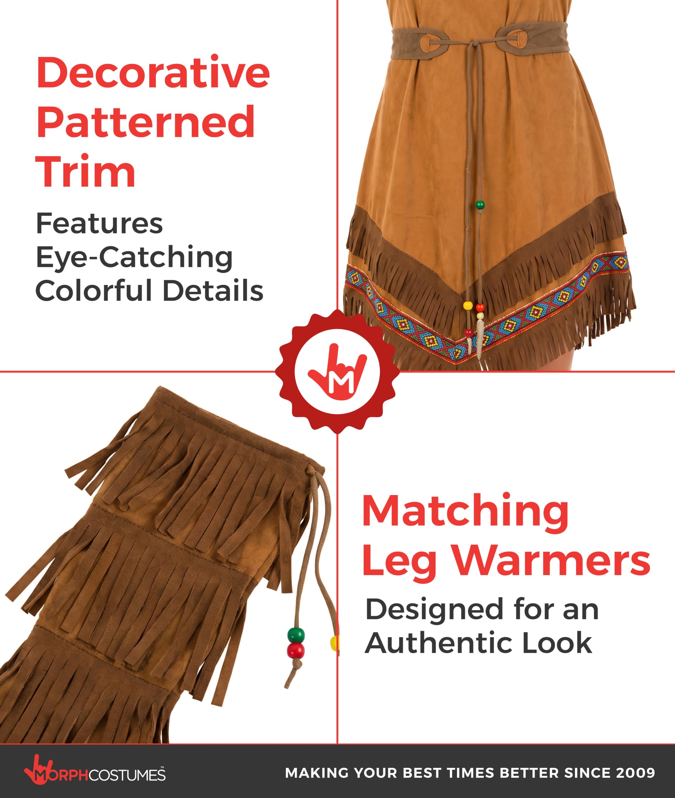 Fun Shack Deguisement Indienne Femme, Costume Amerindien Halloween | Robe, Ceinture, Bandeau, Bracelet & Sur-Bottes, Look des Grandes Plaines, Parfait pour Halloween, Idéal pour se Déguiser