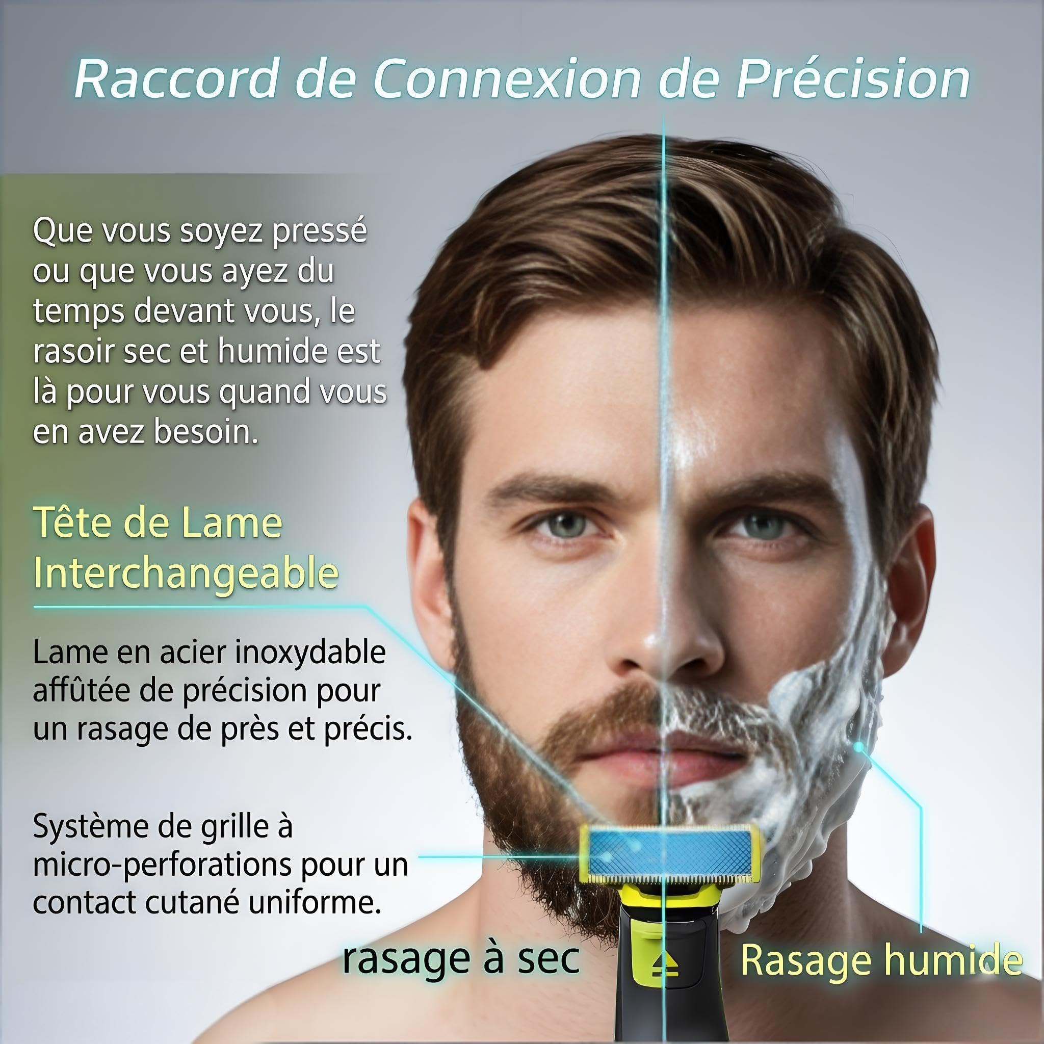 Lot de 2/3/4/6 lames de rechange en acier inoxydable compatibles avec tous les modèles OneBlade -Lames anti-friction (4)