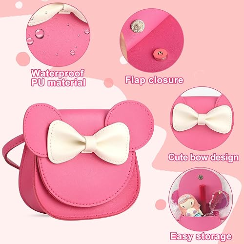 Miniatura 4 de Encantador juego de regalo de cumpleaños y juguete para niñas, mini monedero rosa con accesorios para el cabello clips, pasadores, corbatas y lazos