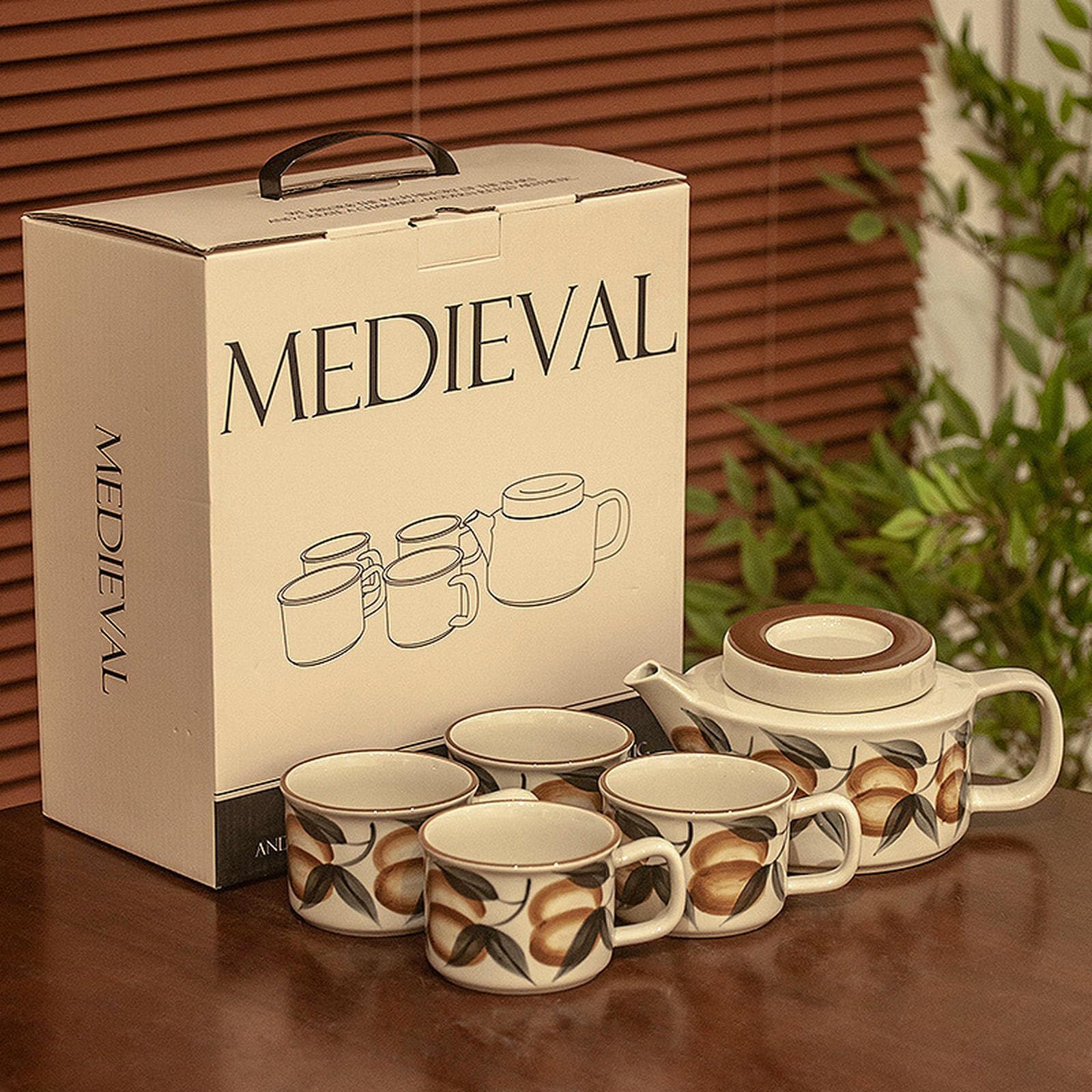 Juego de agua de té de cerámica retro para la tarde, taza simple para el hogar - Pipa