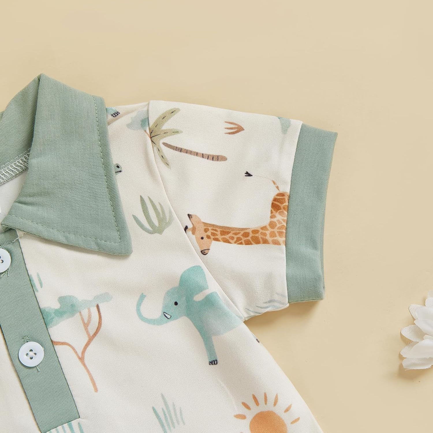 Baby Boy Summer Romper Golf Embroidered Contrast Color Button Collared Short Sleeve Infant Jumpsuit - Image 5