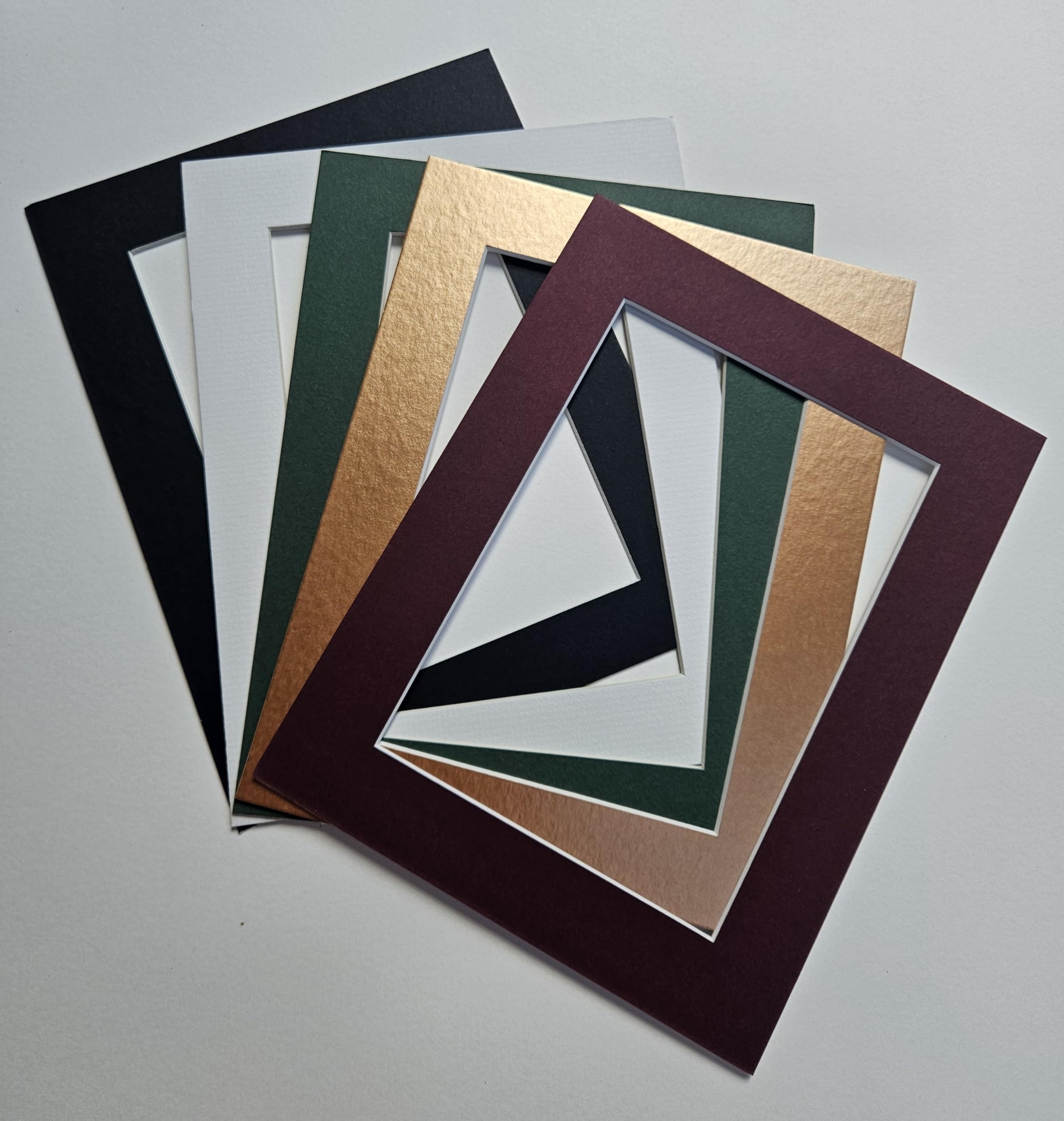 Picture Frame Mounts,Available in packs of 5 or 10, Assorted Colours, Blacks/Whites/Greens/Reds/Blues/Browns (5, 10"x8" to fit 8"x6" image)