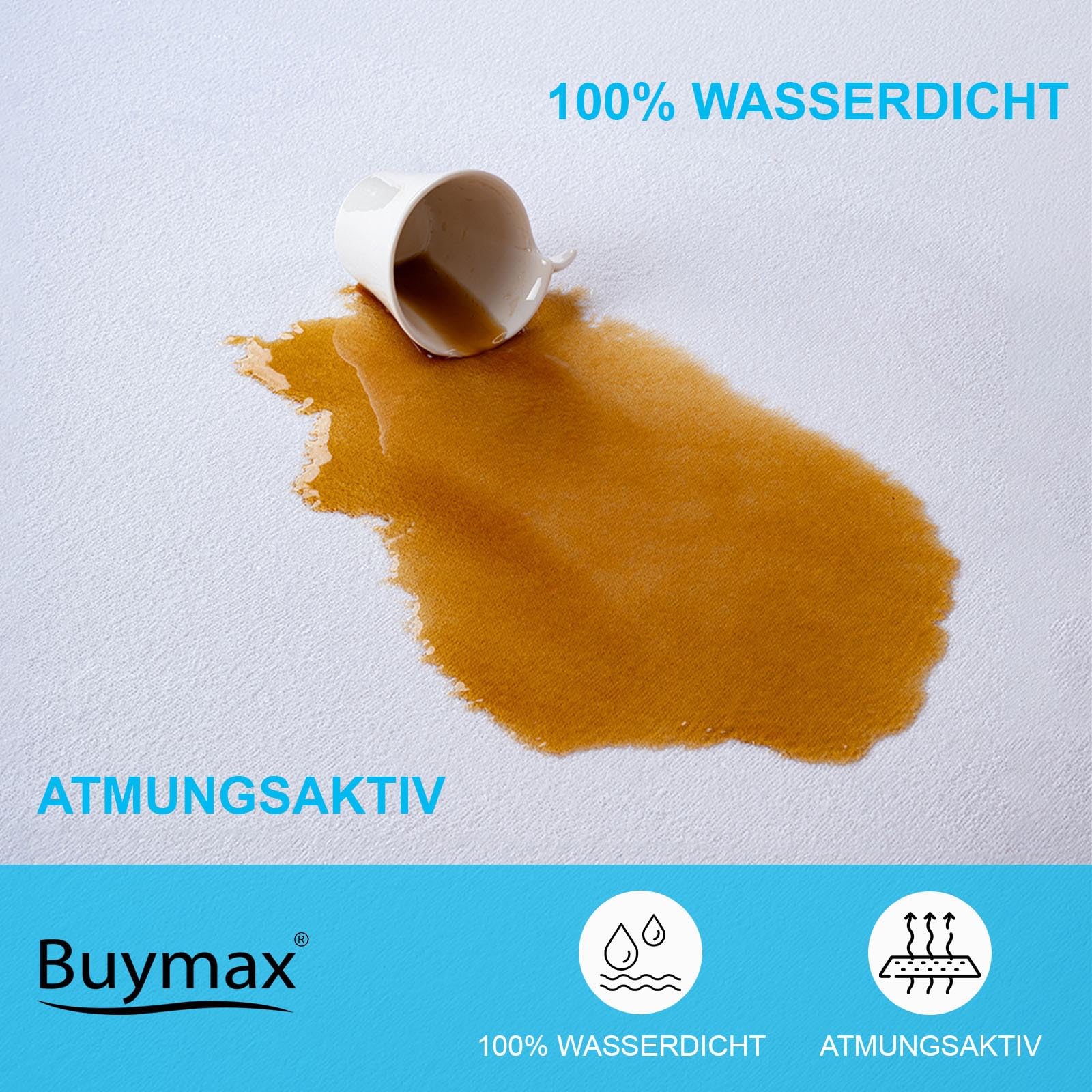 Buymax Matratzenschoner 90x200 cm Wasserdicht, 2er-Set, wasserdichte Spannbettlaken ohne Knistern, Inkontinenzauflage Rundumgummi Atmungsaktiv Rundumbezug Anti-Milben Bezug waschbar