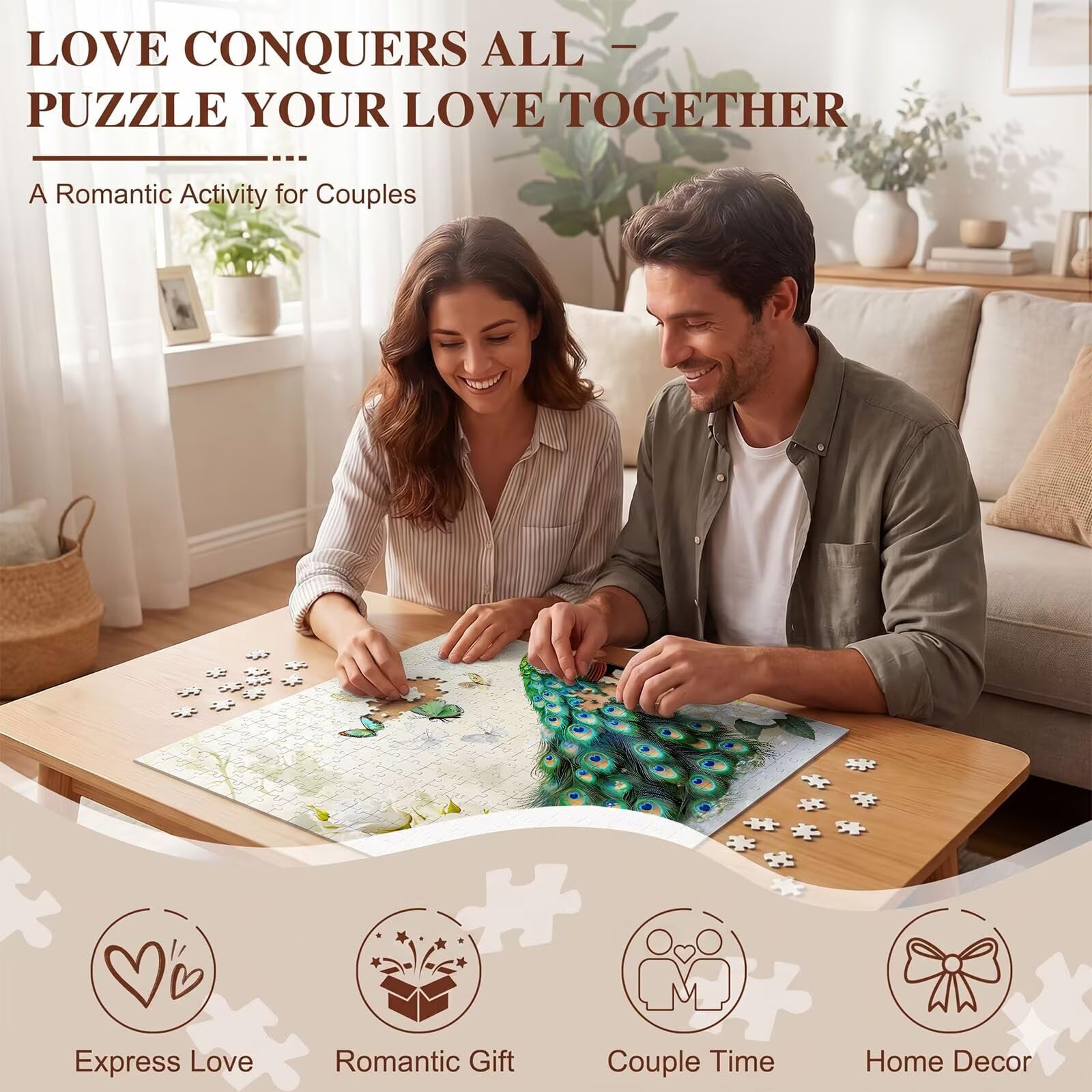 Pavone fiore Puzzle 5000 Pezzi per Adulti, Puzzle in Legno - Collezione Classica con Poster Incluso - Sfida di Concentrazione e Passatempo Antistress, Gioco Educativo per Famiglia, 156 x 105 cm f0-578