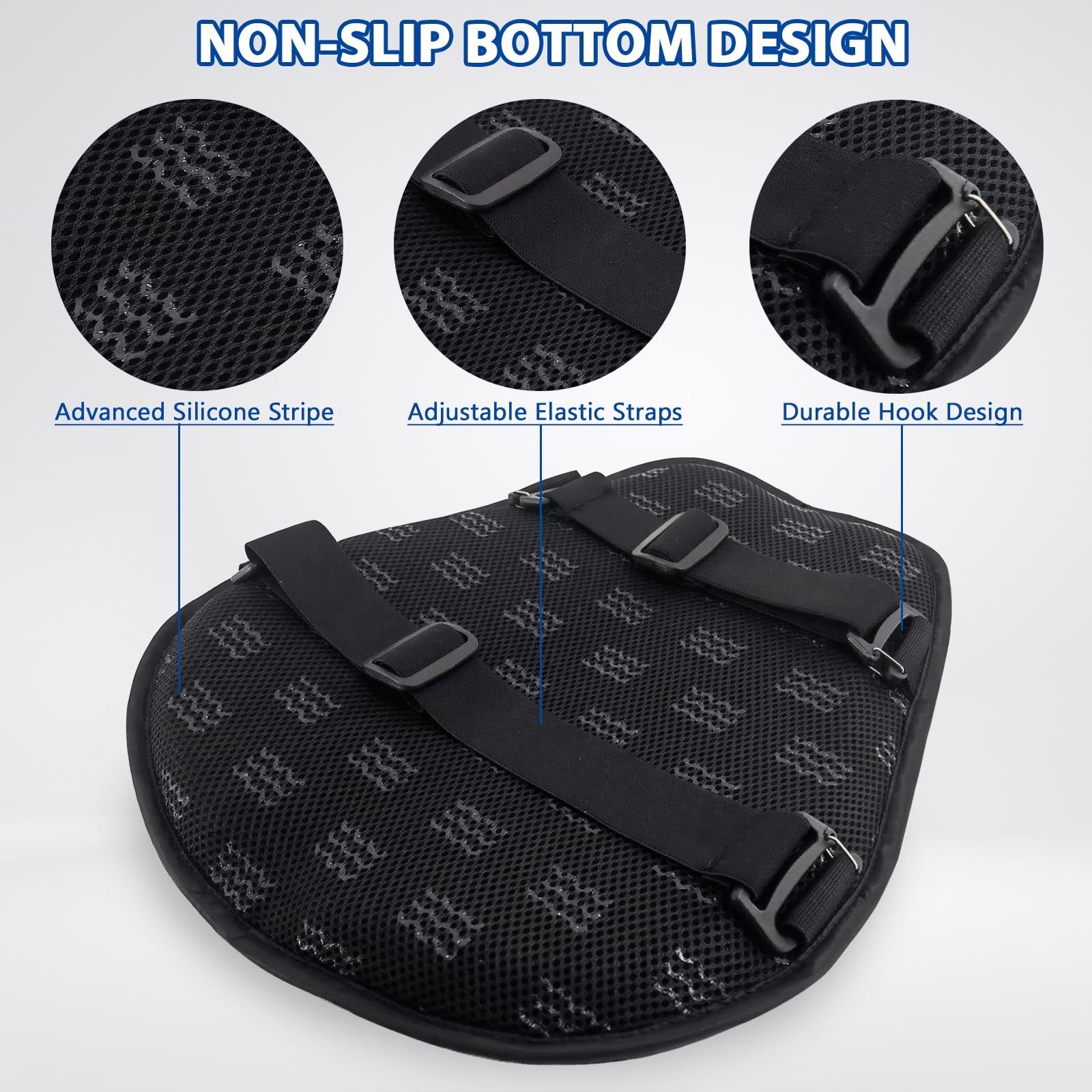 AEROiVi Motorrad Sitzkissen Pad mit 3D Air Mesh Atmungsaktiv Waschbar Stoßdämpfung Stop Hot Seat