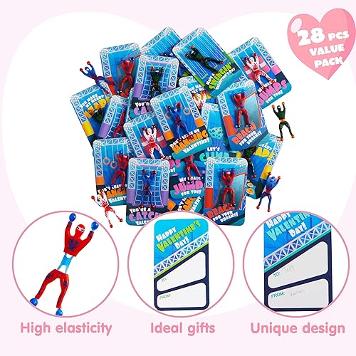 Miniatura 3 de JOYIN Día de San Valentín Ninja Sticky Man con tarjetas, 28 paquetes