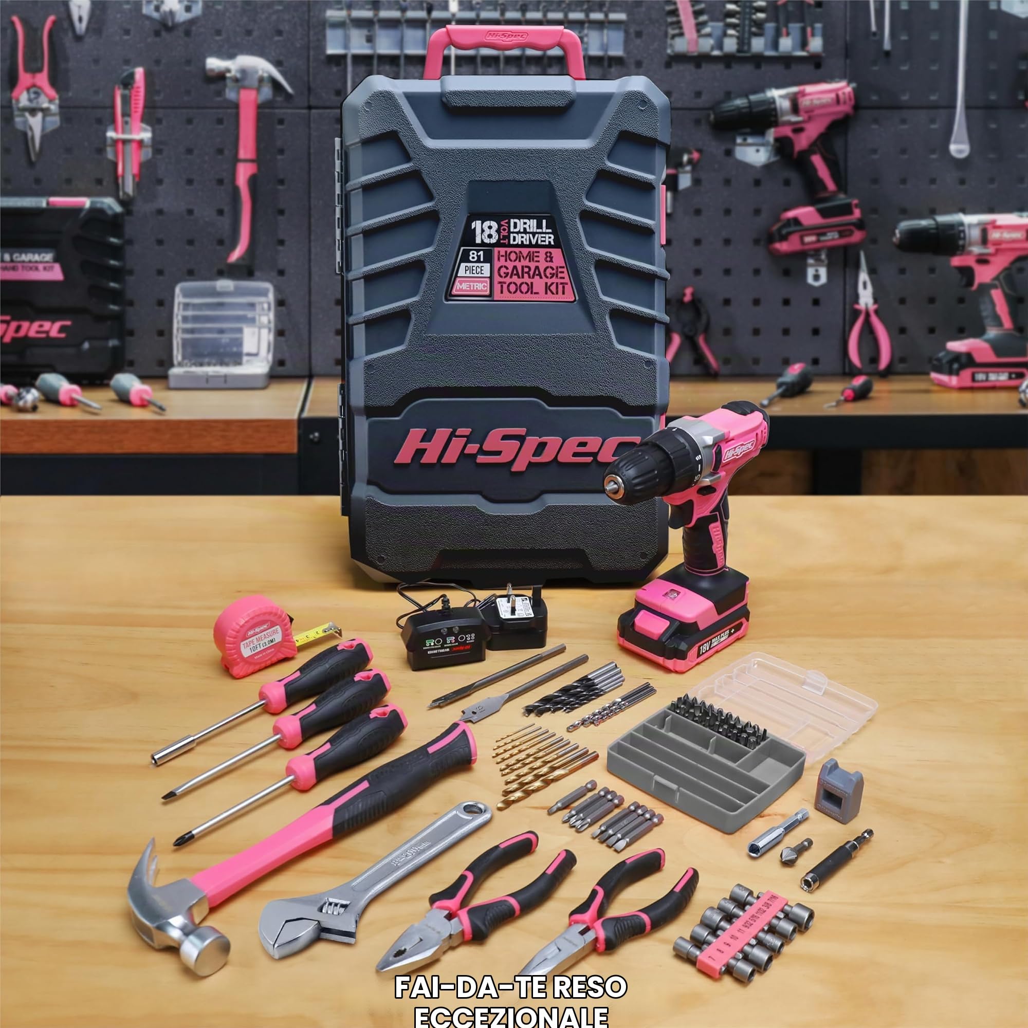 Hi-Spec Avvitatore Elettrico USB, Kit Riparazioni, rosa | montaggi e riparazioni più rapidi, controllo facile e uso intuitivo, design leggero per lavorare senza fatica, 79 pc