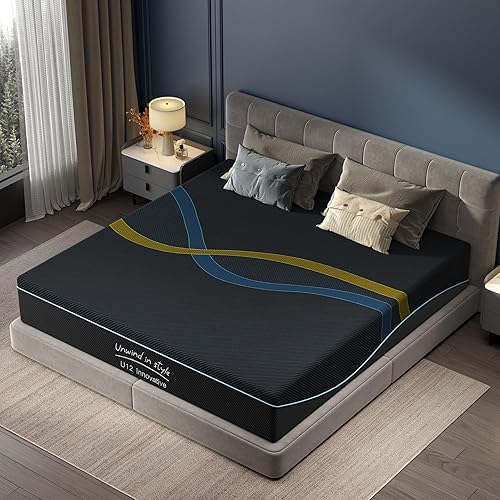 Colchón King de 10 pulgadas, colchón de espuma viscoelástica multicapa, firmeza media con infusión de carbón de bambú y té verde