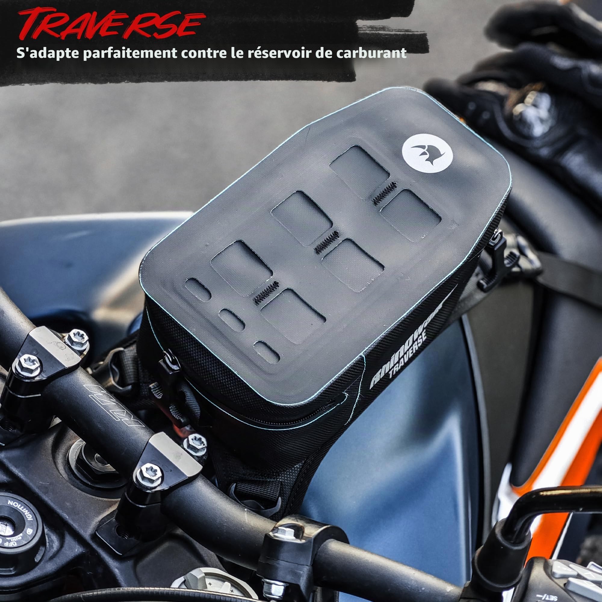 Rhinowalk Sac à Dos de réservoir de Moto, étanche, Rigide, Extensible, 2 l, Sac de Rangement, Sac à Bagages, Sac à Dos