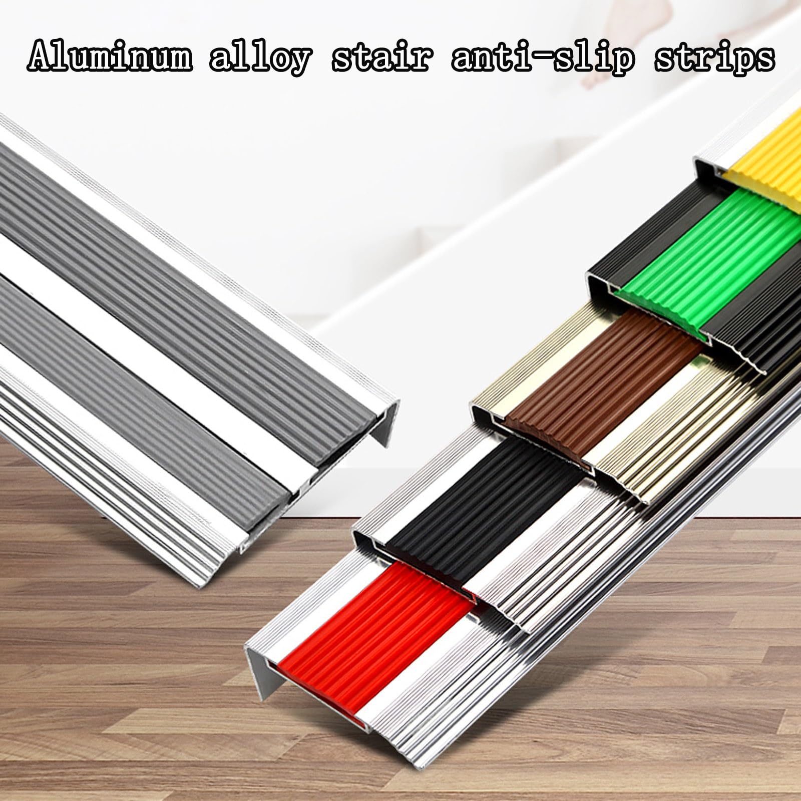 Tipo L Aluminio Tiras Antideslizantes Para Peldaños, Tira Borde Escalón, Esquina De Goma De Pvc Antideslizante, Doble Antideslizante, Fácil De Instalar, Adecuado para Escalones Y Bordes De Piscinas (