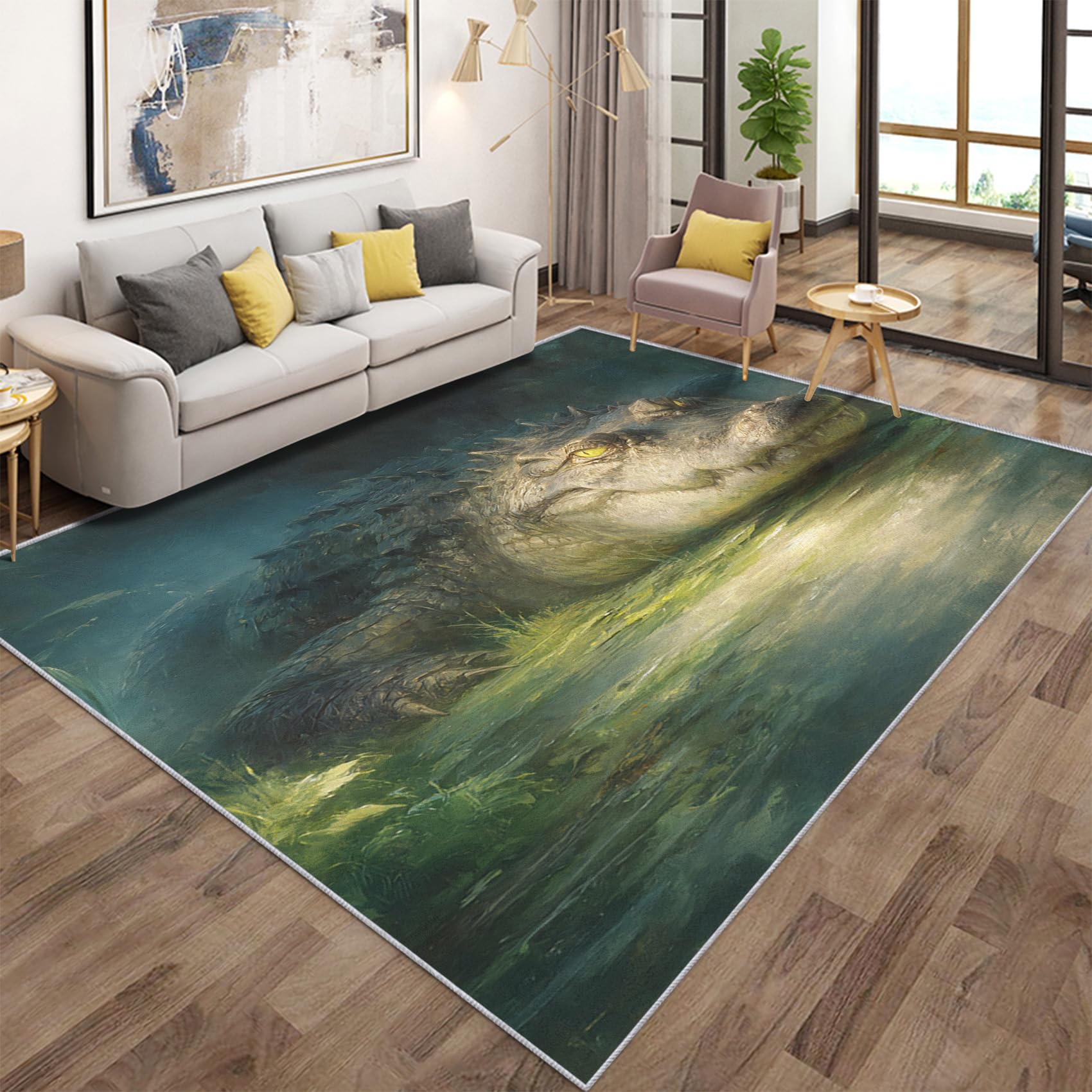 Tapis animaux sauvage alligator antidérapant et lavable, idéal pour entrée et cuisine