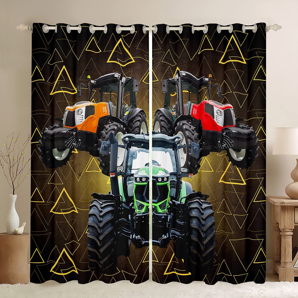 Cortina Opaca para Coche 3D (30-50%) para niños, Equipo agrícola, Camiones, Cortinas para niños, Adolescentes, Tractores, vehículos, Cortinas de oscurecimiento para maquinaria de Vida, Cortinas de ve