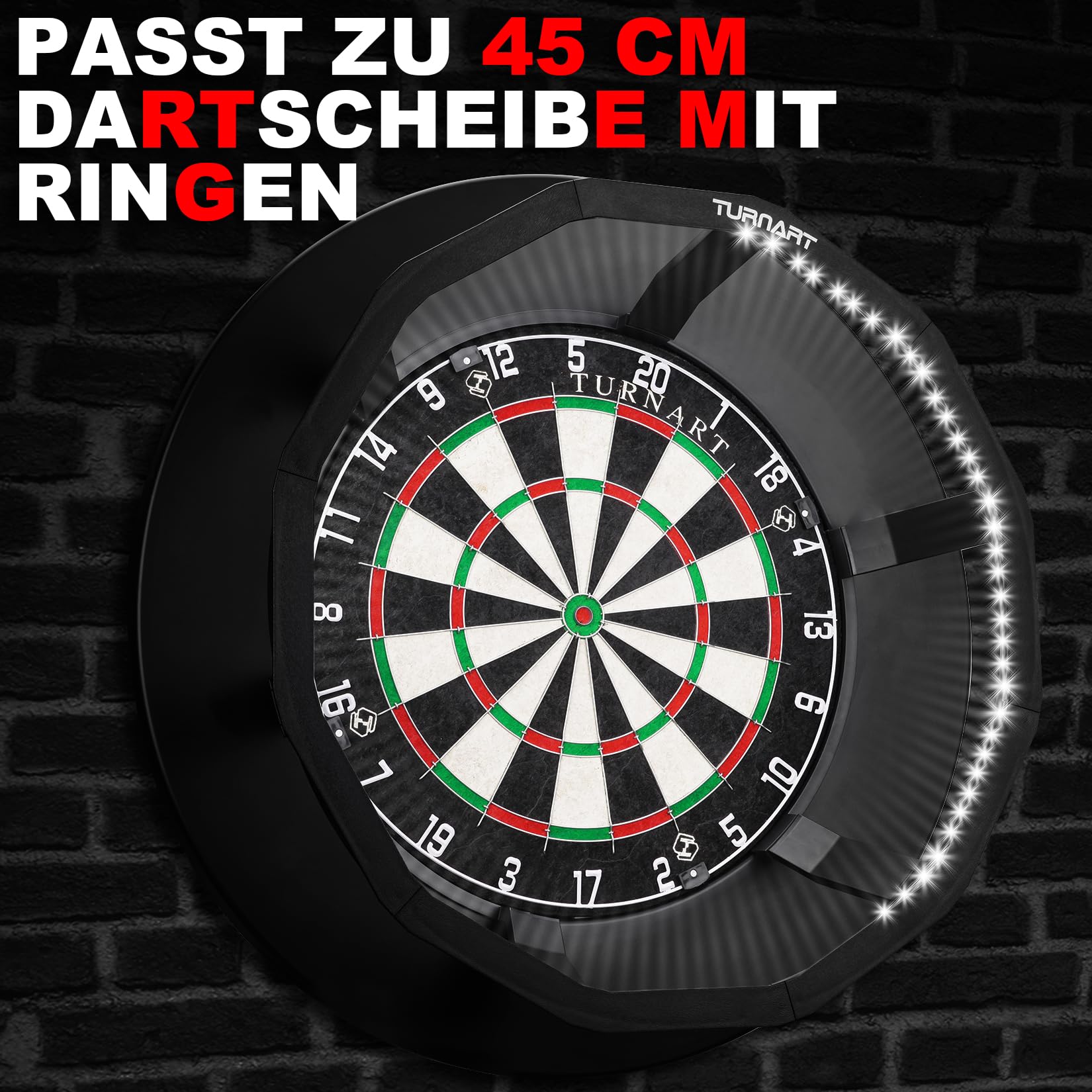 Turnart Dartscheibe Beleuchtung Dartscheibe Dart Light,360°Pro Dart Beleuchtung Helligkeitsregelung Dart lichtring für Dartscheibe Steeldart-90 LED Dartboard Beleuchtung für Wohnzimmer Oder Bar | 360°Pro Helligkeitsregelung Dart lichtring für Dartscheibe