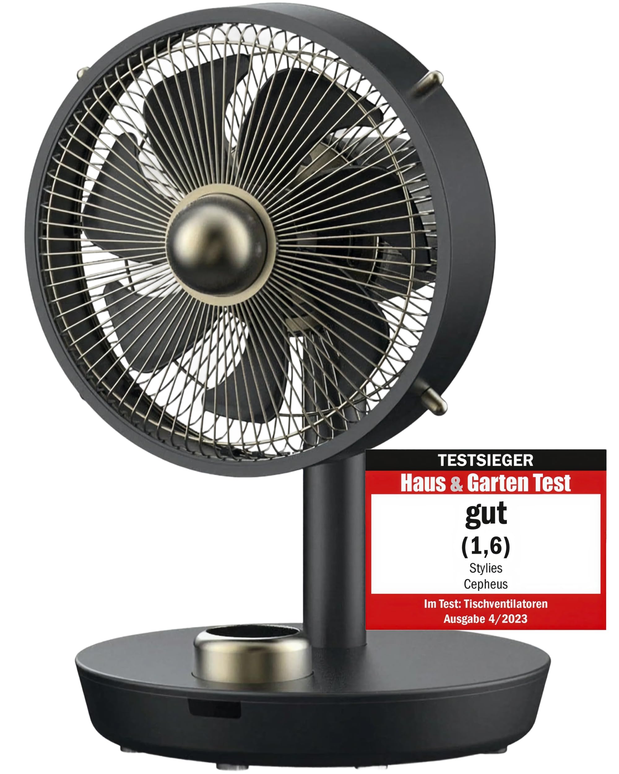 Premium Tischventilator, Ventilator leise aus Metall mit 12 Stufen, Digital-Display, 90° Oszillation, 8h Timer, Luftstrom bis 6,4 m/s, für Schlafzimmer - Anthrazit