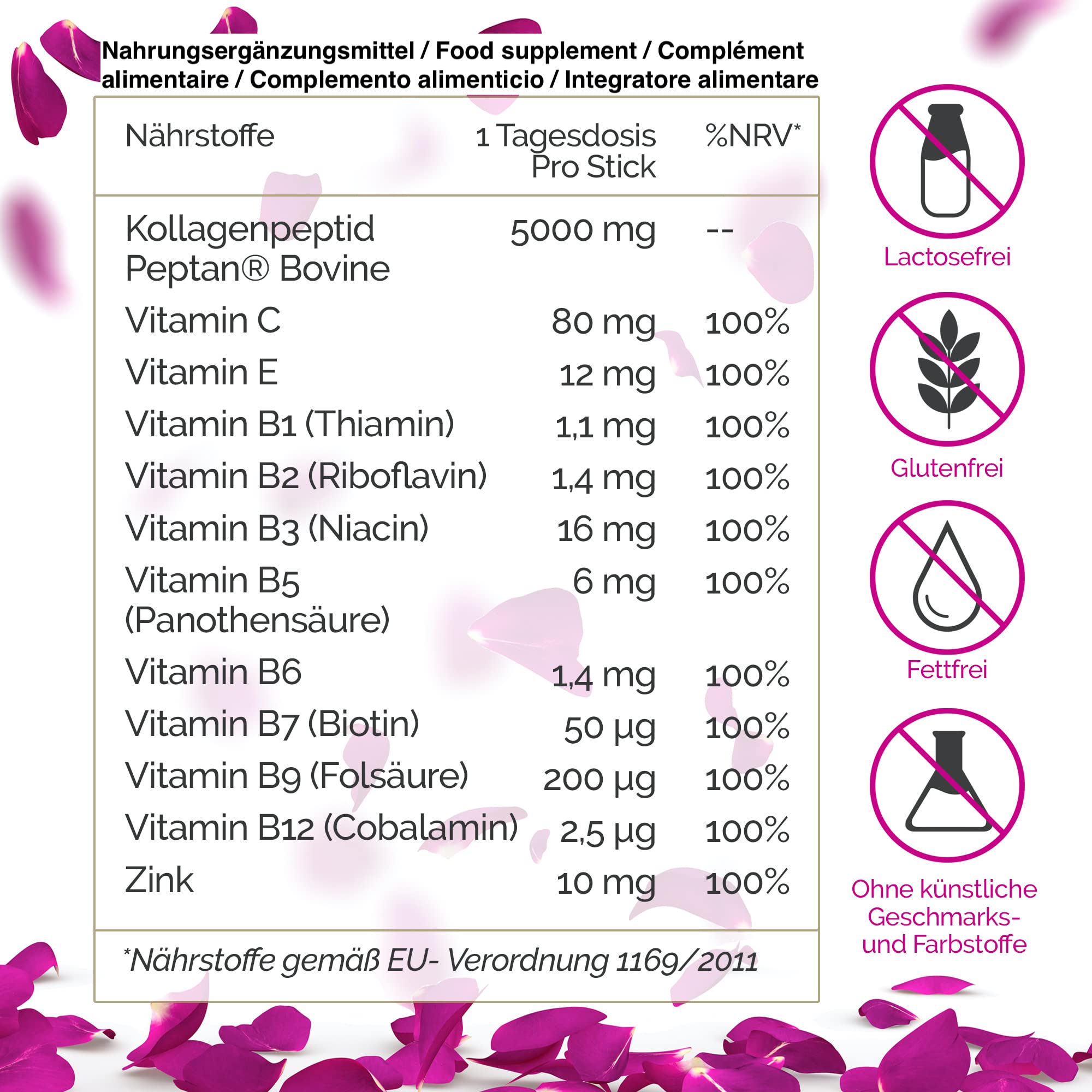 5000mg Collagen BOOST hochdosiert x30 Beauty Kollagen Drink + Vitamin C E B Zink, Unterstützt Immunsystem, Erhöht Hyaluronsäure und Elastin, Haut-Straffung, Anti-Falten, Starke Nägel +Haare