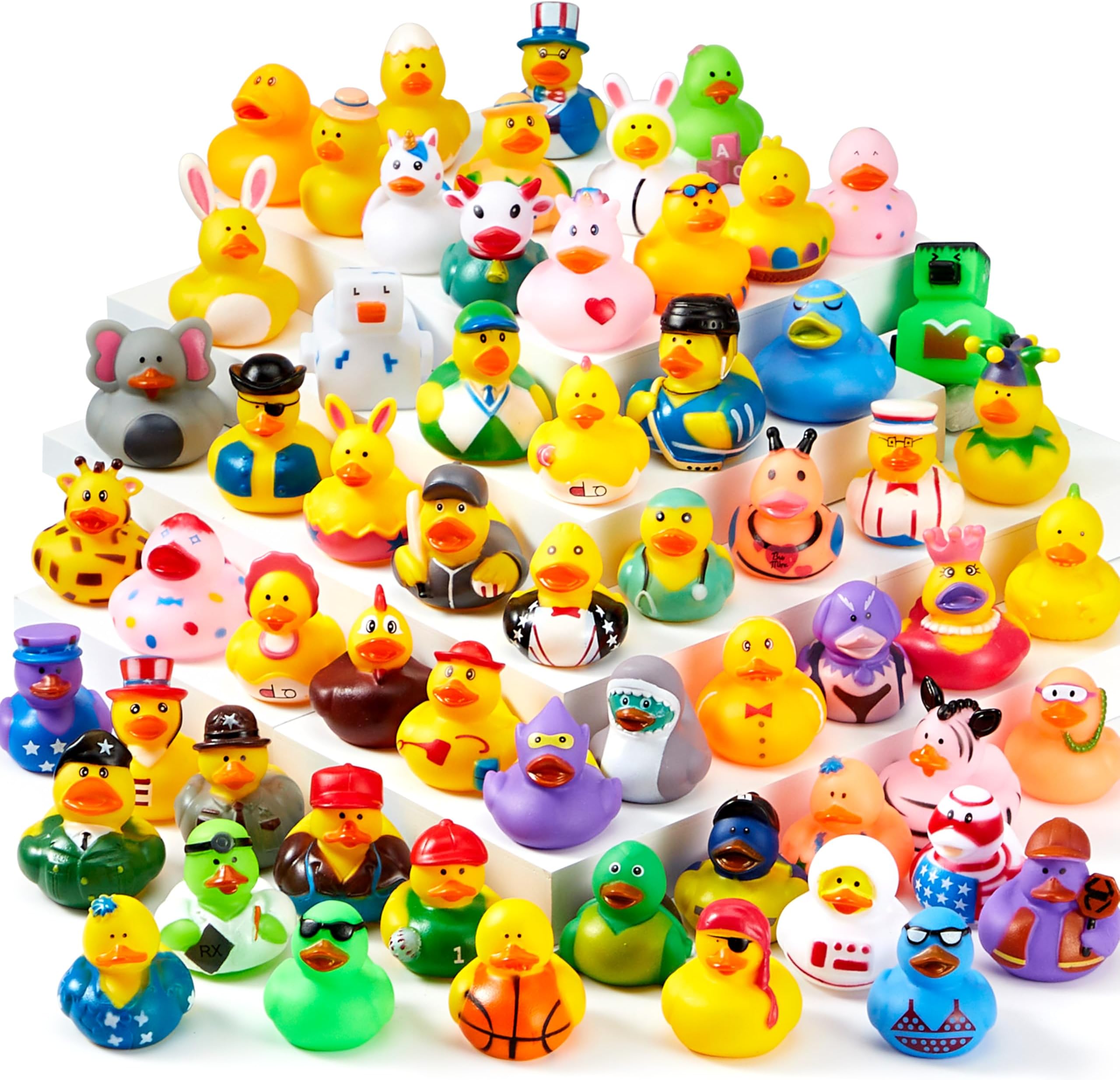 JOYIN 15 Pcs Rubber Ducks, Random Assortment Ducks Bulk with Mesh Carry Bag, Mini Rubber Duckies for Baby Bath Toys, Kids Toddler Summer Pool Toys Birthday Gifts Party Favors
