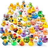 JOYIN 30 Pcs Rubber Ducks, Random Assortment Ducks Bulk with Mesh Carry Bag, Mini Rubber Duckies for Baby Bath Toys, Kids Toddler Summer Pool Toys Birthday Gifts Party Favors