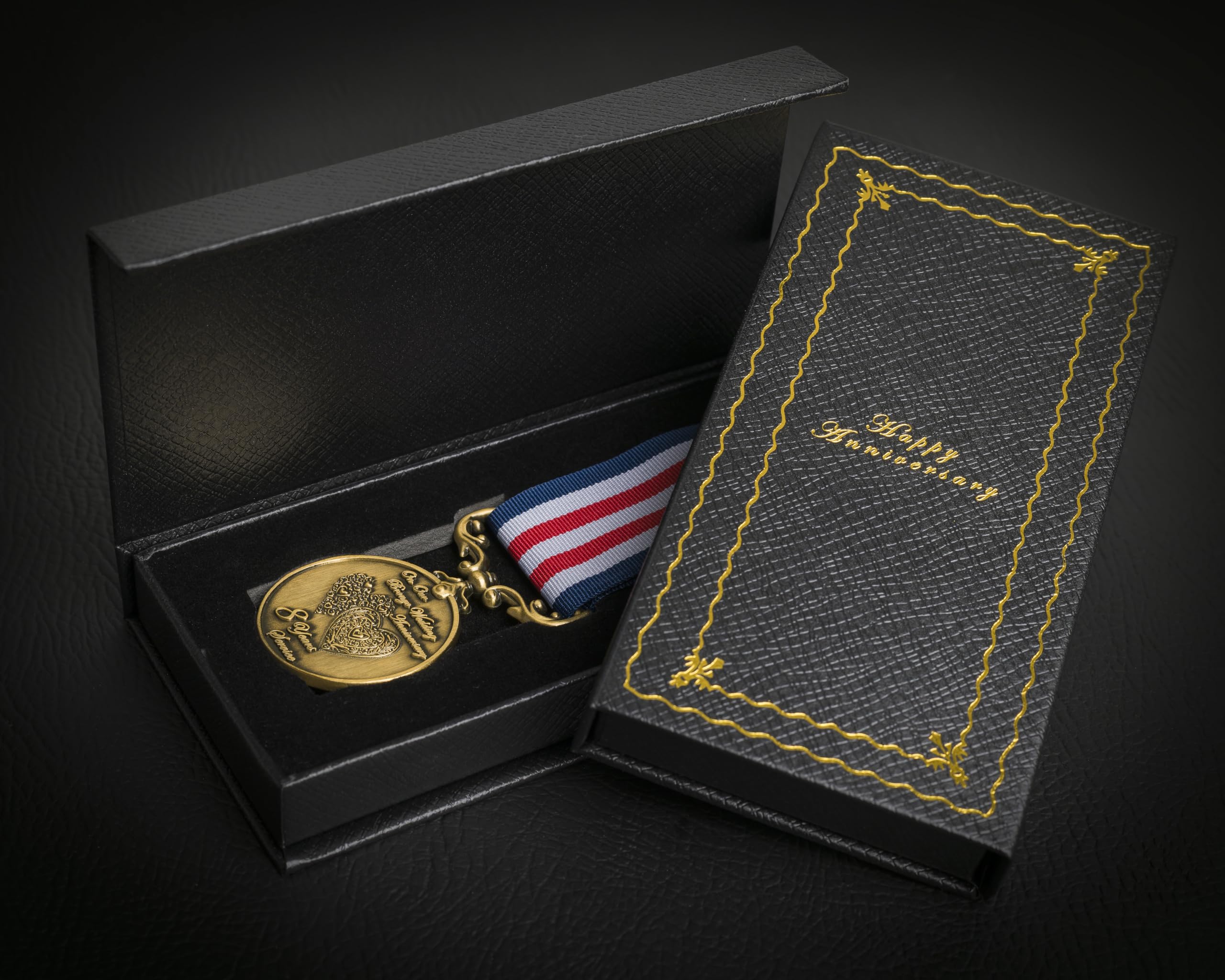 The Commemorative Coin Company Gold Our 8Th Bronze Wedding Anniversary Long Service/Bravery Medal. Gift Box. For Partner/Husband/Wife 8 Years Of Marriage