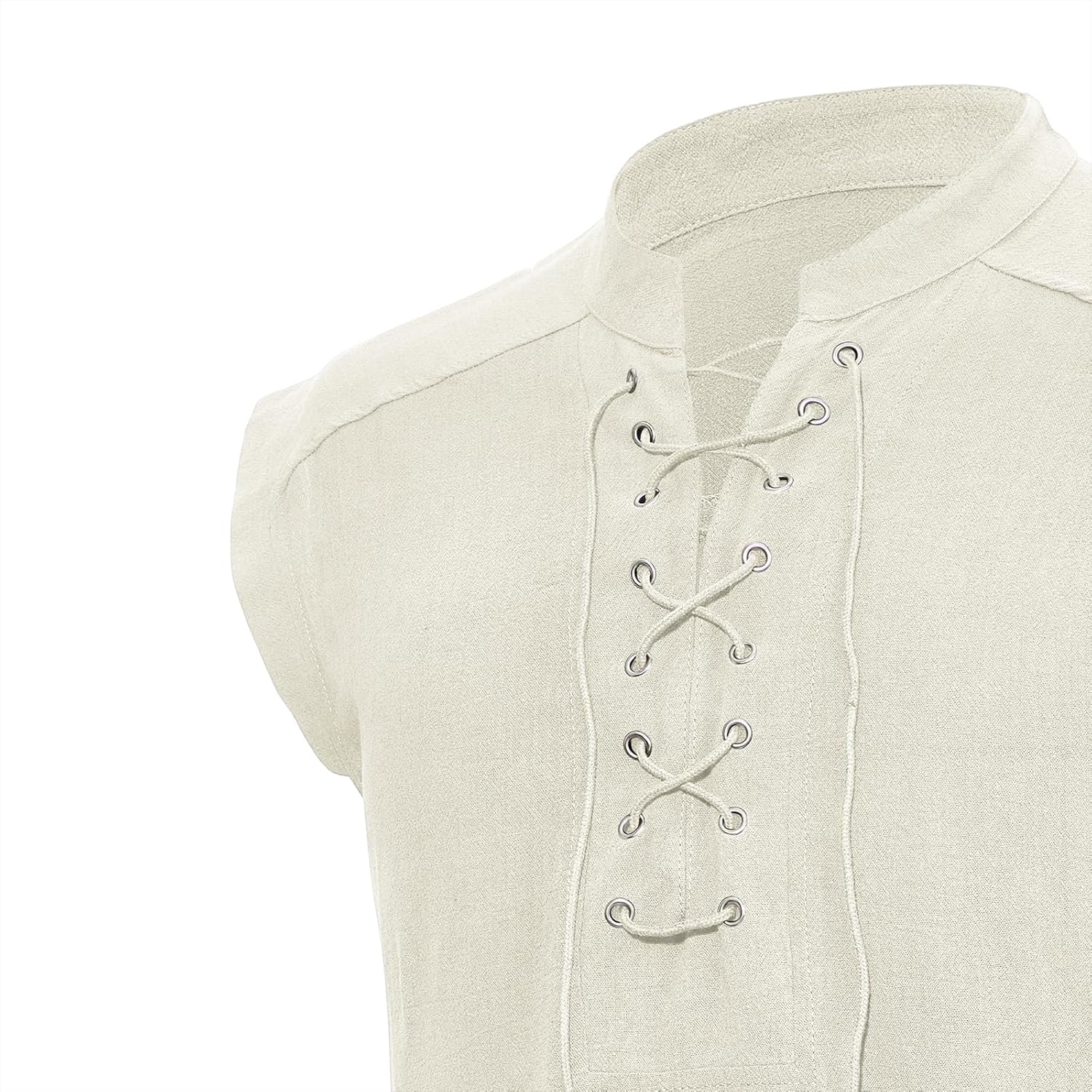 American Trends Renaissance Costume Men Pirate Shirt Sleeveless Lace-up Medieval Viking Outfit Steampunk Gothic Top Tunic - Image 3