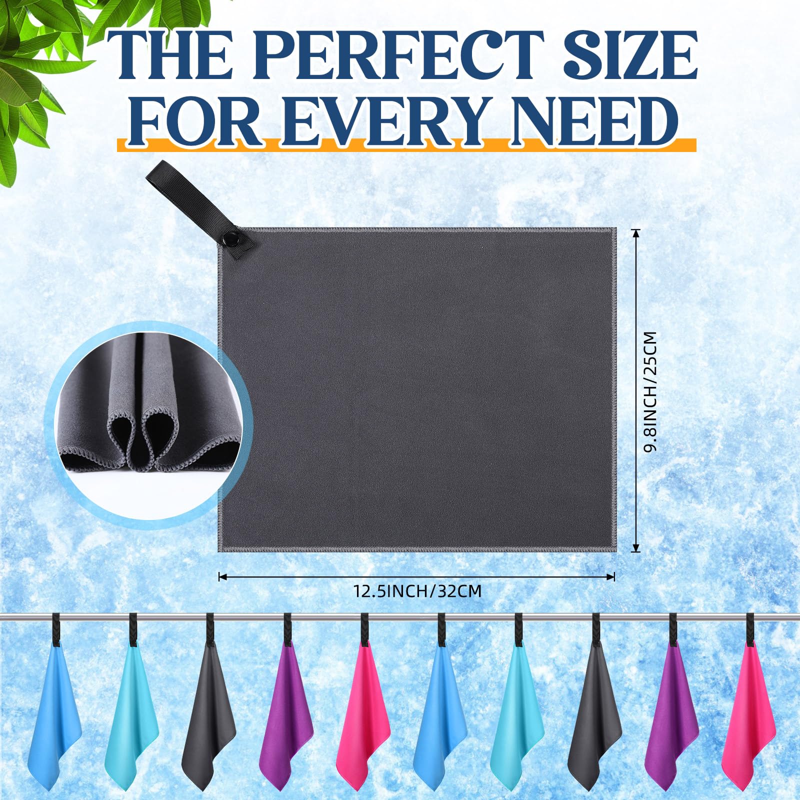 SmoothNovelty 10 Pack Quick Dry Microfiber Camping Towels 25x32 cm Small Travel Hand Towel with Hang Loop Lightweight Fast Drying Washcloth for Hiking Backpacking Outdoor Adventures Yoga(5 Colors)