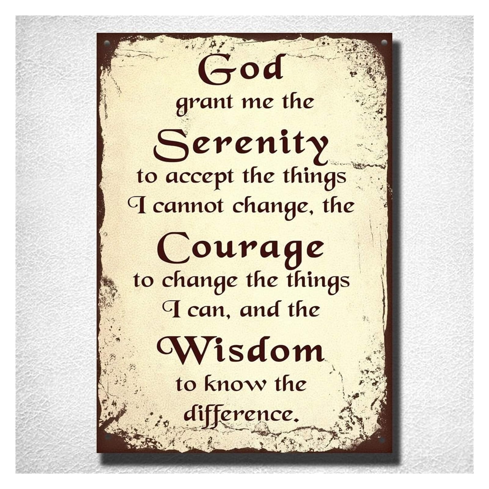 PKNVKZIDK Serenity Prayer Metal Tin Sign Vintage Retro Inspirational Quote Wall Decor for Bar Pub Home Office 8 X 12 inch