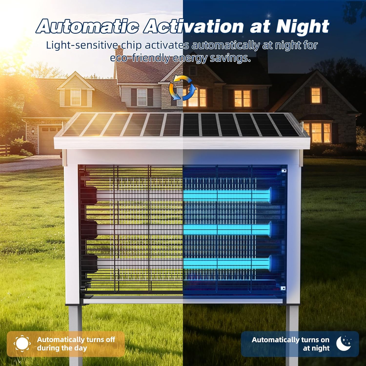 Powerful Large Solar Bug Zapper Outdoor for 10000 sq.ft, Poartable Rechargeable Mosquito Zapper with High Powered, Cordless Solar Fly Zapper for Patio Garden Backyard Farm Pest Control