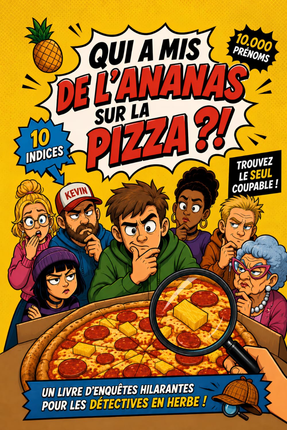 Qui a Mis de l'Ananas sur la Pizza ?! 10 000 prénoms, 10 indices, 1 coupable: Le livre-jeu d'enquête et de déduction le plus absurde du monde