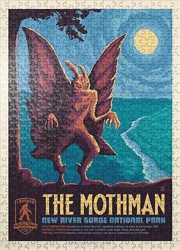 Miniatura 8 de MyPuzzle Legends of The National Parks: New River Gorge's Mothman, póster vintage, rompecabezas premium de 1000 piezas para adultos