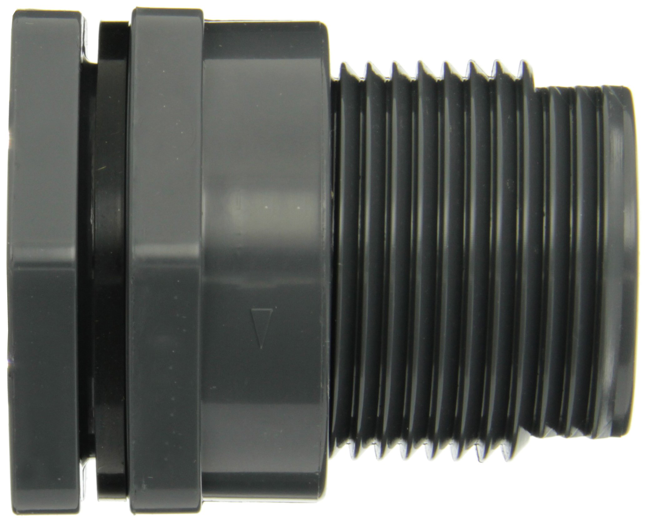 Hayward BFA1012TES Series BFA Standard Flange Bulkhead Fitting, Threaded x Threaded End, PVC with EPDM Seals, 1-1/4