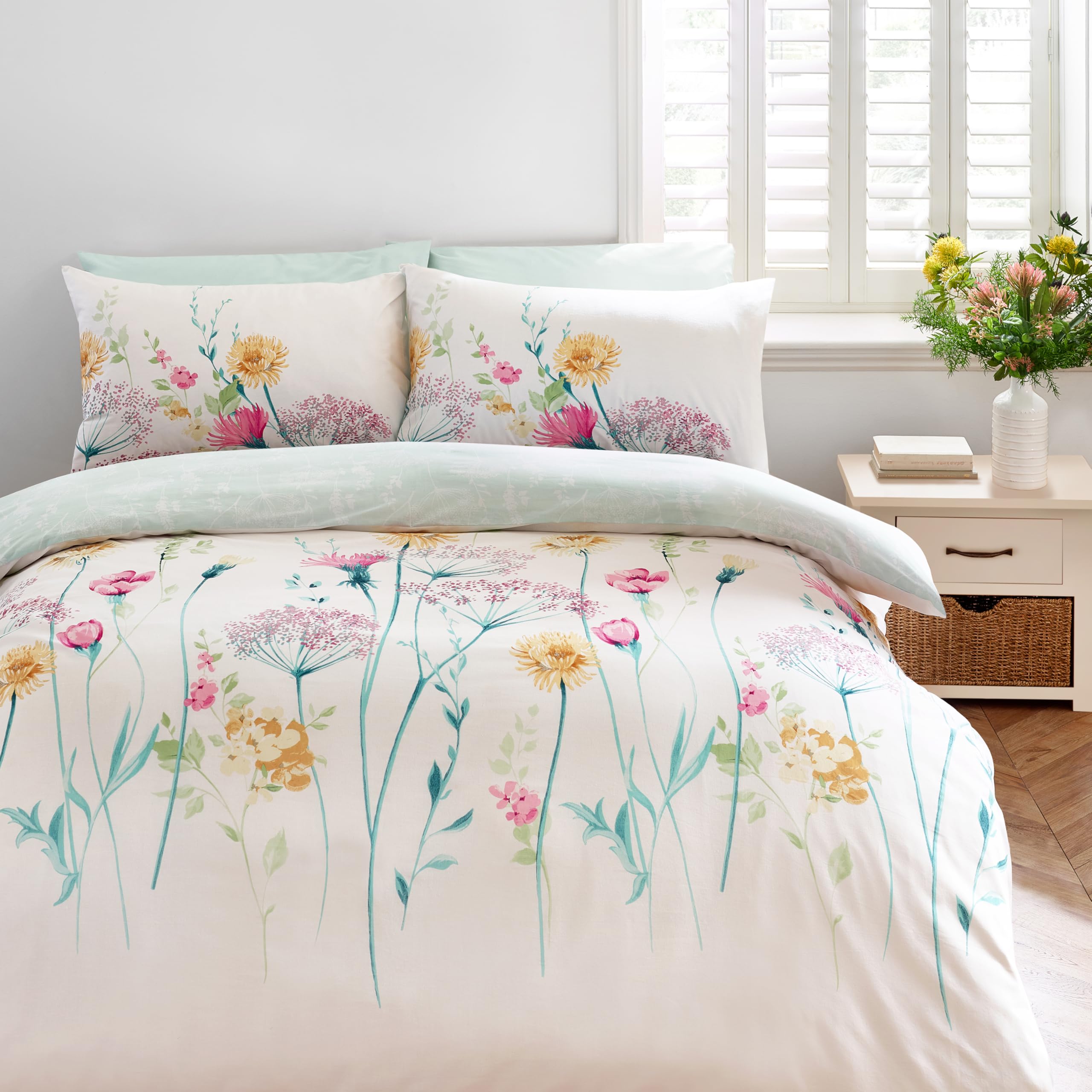 Catherine Lansfield Unisex Multicolor Meadowsweet Floral Duvet Set | Size: Double