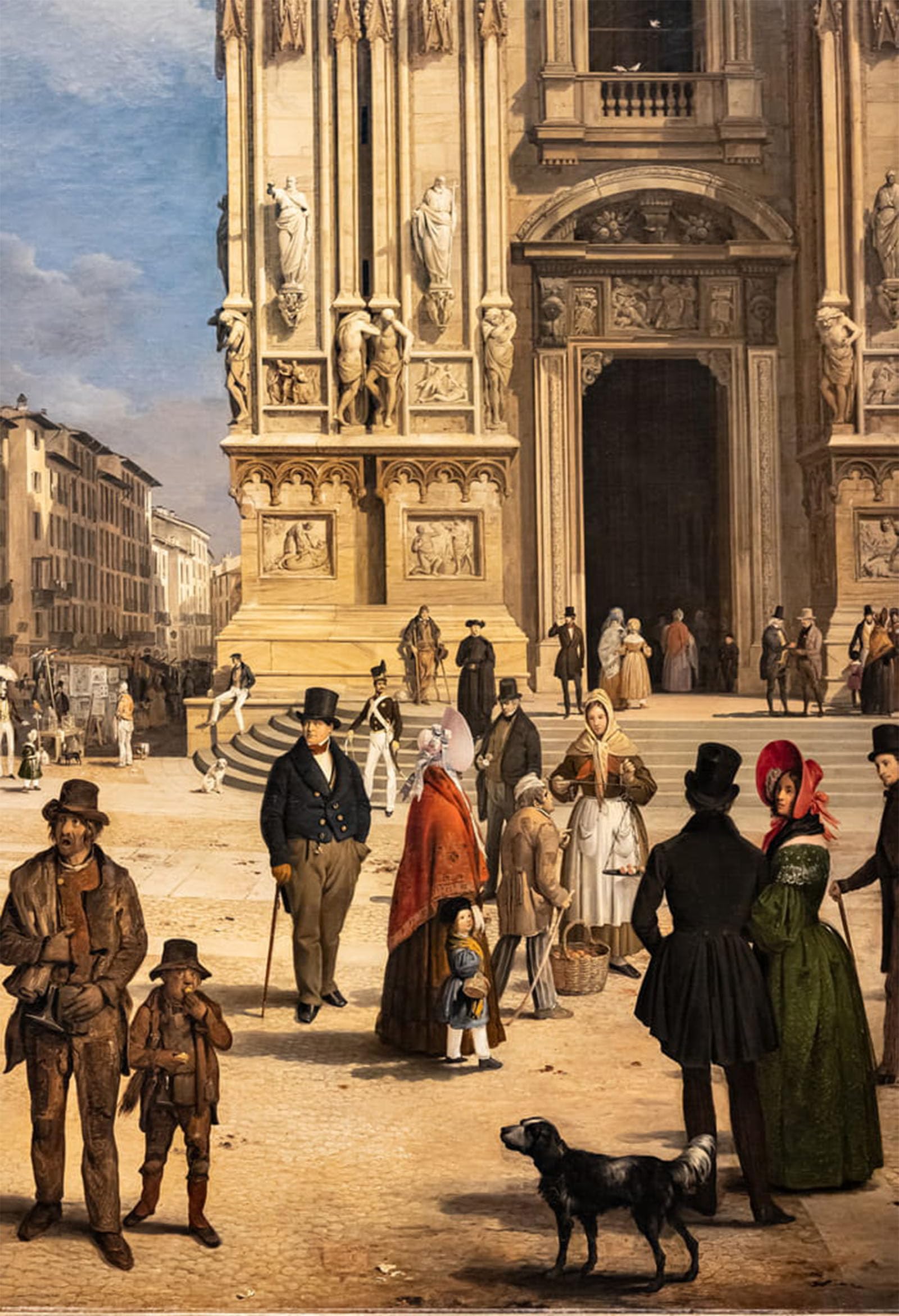 POSTERIIk Famous Modern Artwork Art Mural View of Duomo with the Coperto of Figini by Angelo Inganni Oil Paintings Pictures for Home Decor 60x90cm