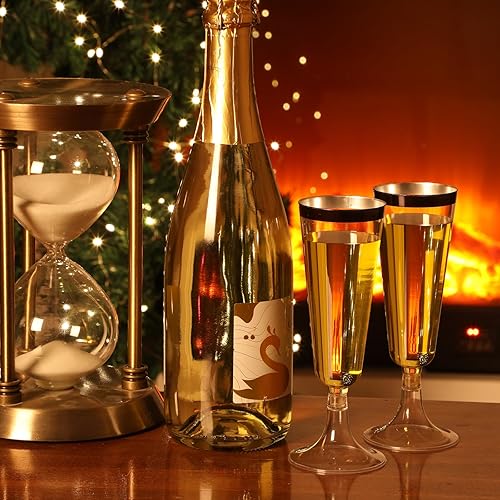 Miniatura 5 de 100 copas de champán de plástico de 5 onzas, champán clásico de plástico para bodas, fiestas, cumpleaños, celebraciones, tostadas en casa, copas de