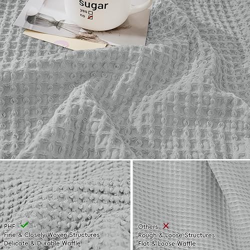 Miniatura 4 de PHF - Funda de almohada lumbar 100% de algodón con tejido de punto gofre, 12 x 20 pulgadas, sin relleno, paquete de 2 fundas de cojín rectangulares