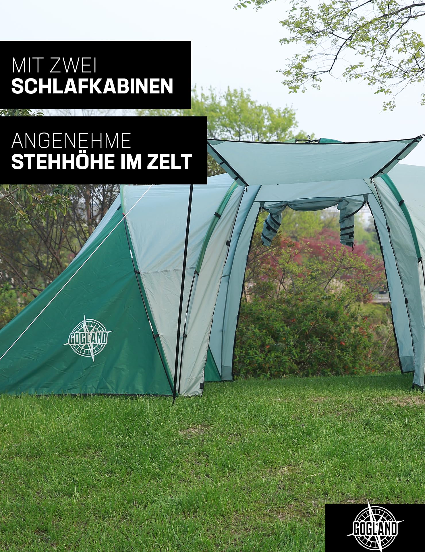 Tenda da campeggio per 2 3 e 6 persone, pop-up, impermeabile, con colonna d'acqua di 2.000 mm e fattore di protezione solare 50+
